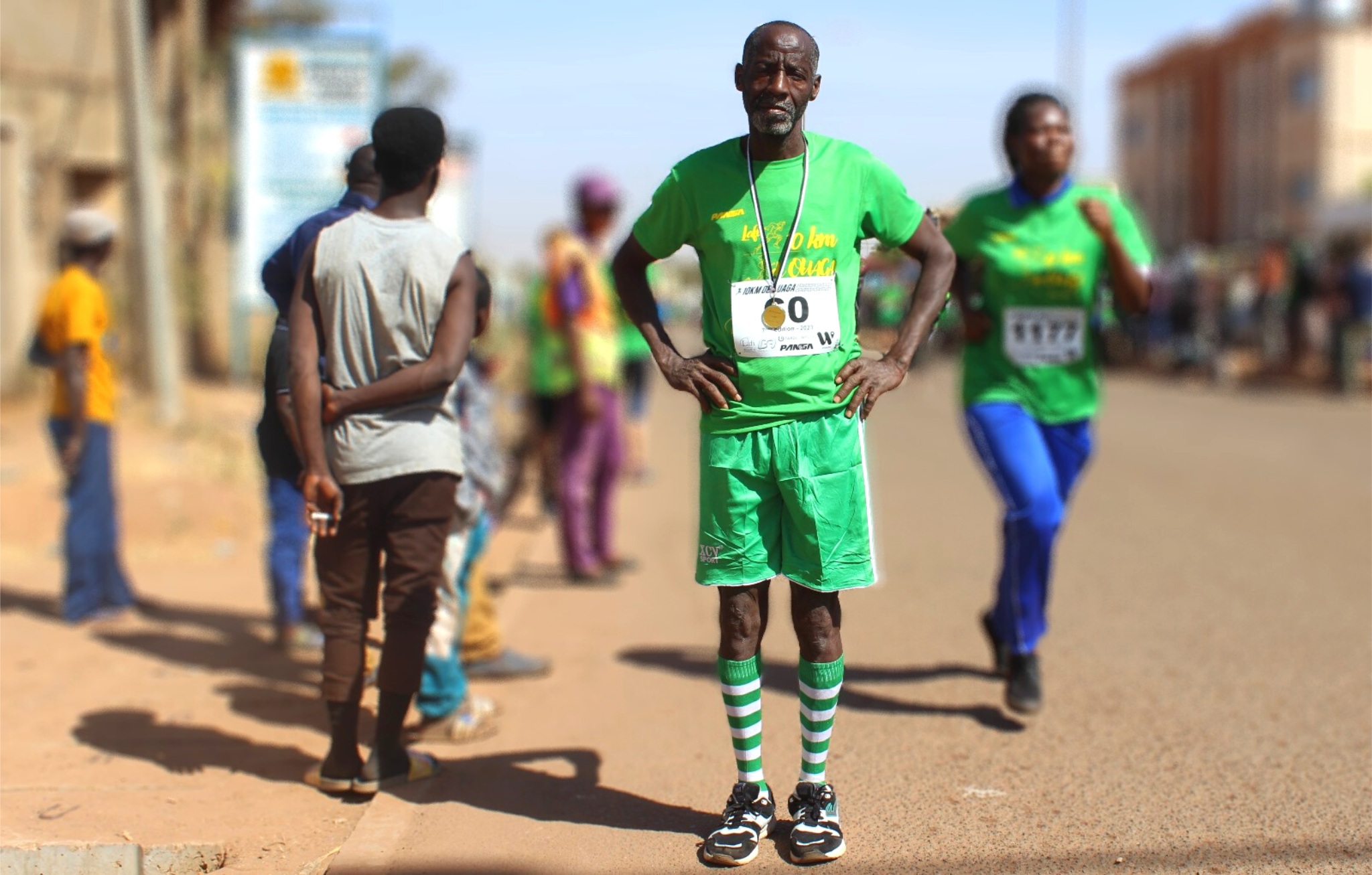 Lamine Bonkoungou, 65 ans, marathonien