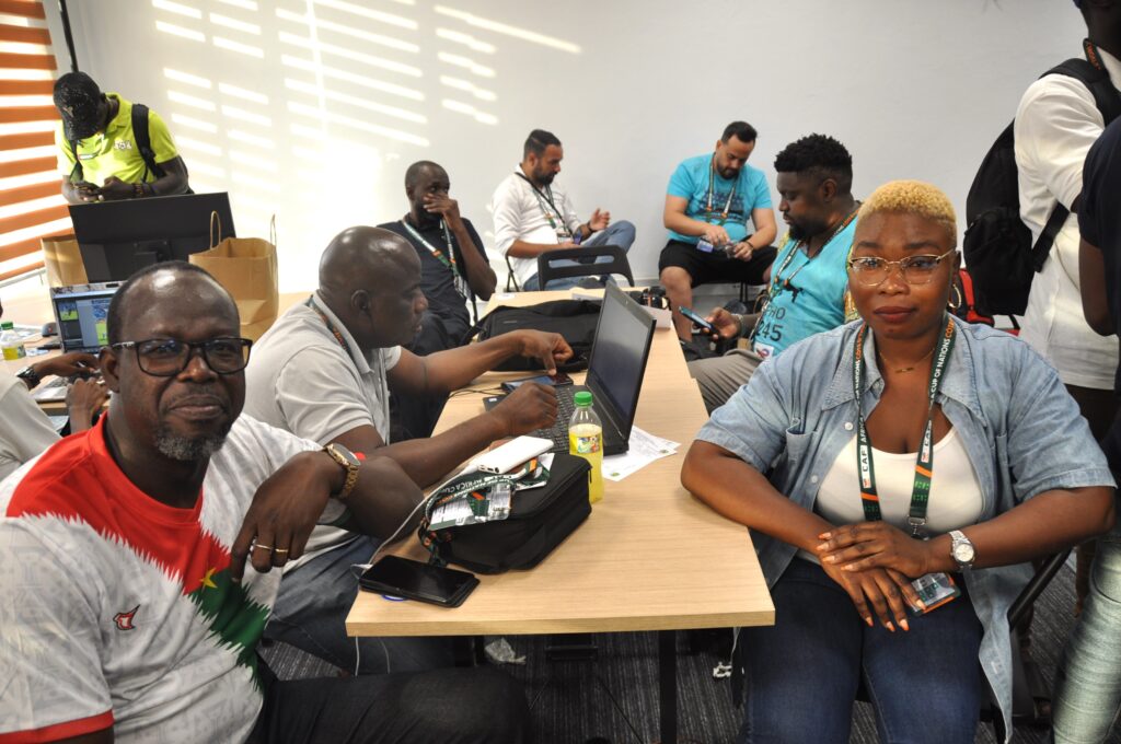 Mariam Ouattara en salle de presse &agrave; la CAN 2023.